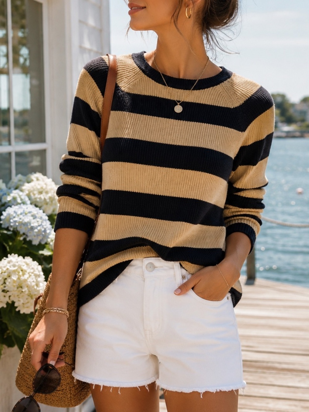 Ann Taylor Loft Cotton Striped Sweater NWT